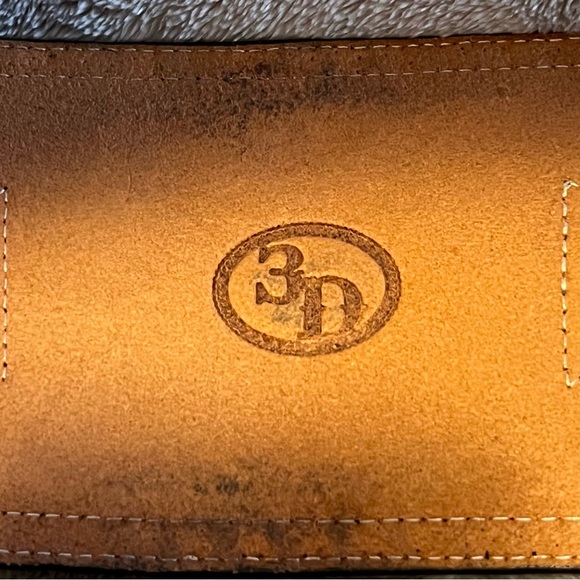 3D Belt Co wide leather and cowhide belt. Belt adjusts 36” to 40” x 4” wide. - Picture 3 of 7